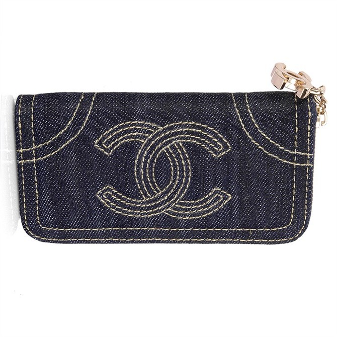 High Quality Chanel Denim Fabric Zip Wallet A31990 Blue